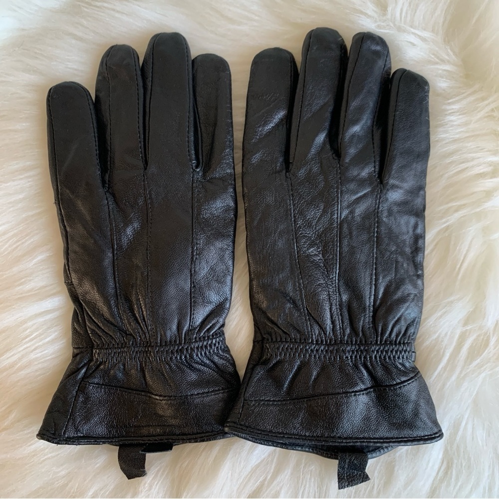 Thinsulate Black Leather Fleece Lined Leather Gloves